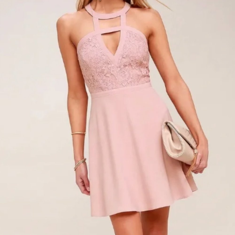 NWT LuLus Blush Pink Skater Dress size Small